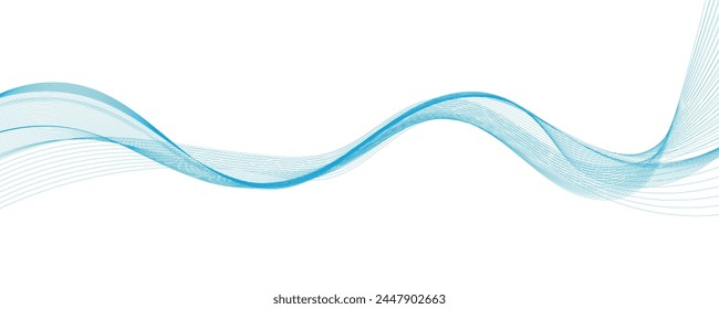 Abstract vector background with blue wavy lines. Blue wave background. Blue lines vector illustration. Curved wave. Abstract wave element for design.
