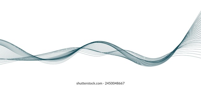 Abstract vector background with blue wavy lines. Blue wave background. Blue lines vector illustration. Curved wave. Abstract wave element for design.
