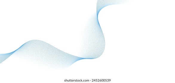 Abstract vector background with blue wavy lines. Blue wave background. Blue lines vector illustration. Curved wave. Abstract wave element for design.
