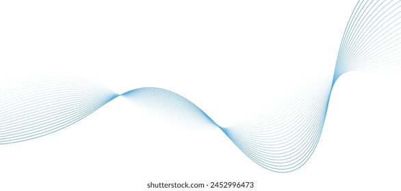 Abstract vector background with blue wavy lines. Blue wave background. Blue lines vector illustration. Curved wave. Abstract wave element for design.
