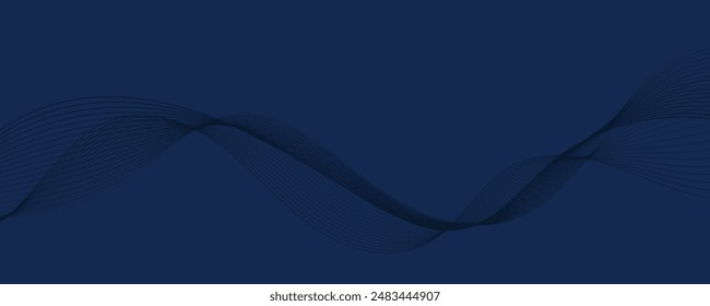 Abstract vector background with blue wavy lines. Blue wave background. Blue lines vector illustration. Curved wave. Abstract wave element for design.
