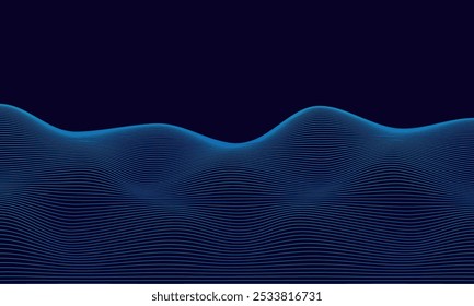 Fondo de Vector Abstractas con líneas onduladas azules. Fondo azul de las olas, diseño de onda curvada perfecto para el proyecto del Diseño gráfico, Anuncios, carteles y arte digital, ideal para la marca y presentaciones