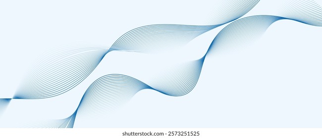 Abstract vector background with blue wavy lines. Blue wave background. Blue lines vector illustration. Curved wave. Abstract wave element for design.