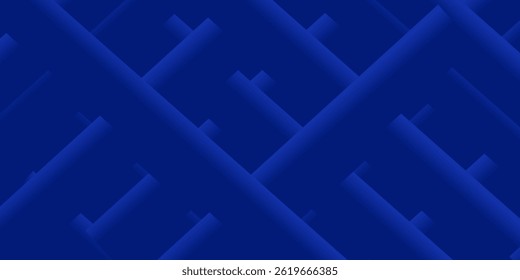 Abstract vector background, blue-on-blue. A pattern of interconnected 3-D bars creates a modern design for various digital projects.