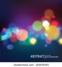 Abstract vector background. Blurred defocused lights of the night city