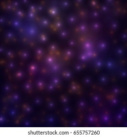 Abstract vector background with blurred effect of night sky. Light glare, glowing particles.