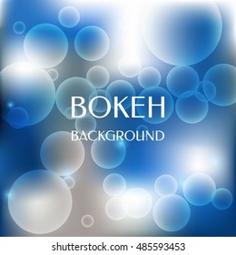 Abstract vector background and blurred lights shining bokeh effect on blue background. Bokeh Background Vector Illustration.