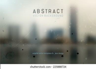 Abstract vector background with blurred multicolored block pattern and grunge texture