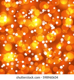 Abstract vector background with Bokeh lights-reddish orange