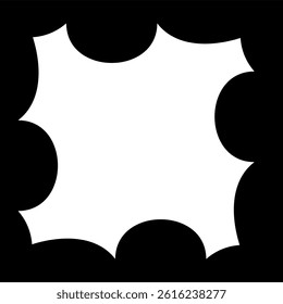 Abstract vector background with a bold central white starburst shape framed by organic black rounded forms on each edge.
