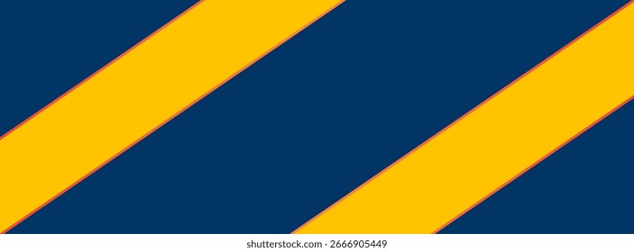 Abstract vector background with bold diagonal yellow stripes on deep navy blue, accented with red outlines. Modern design for banners, posters, and digital graphics