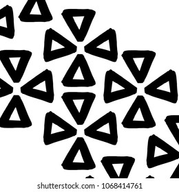 Abstract vector background with bold hand drawn triangles. 