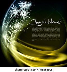 Abstract vector background with a bouquet transparent colors. Stylish elegant frame with fresh wavy lines