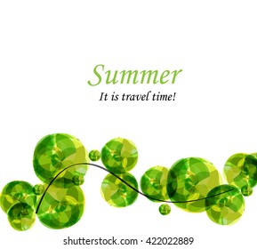 Abstract vector background with branch and bright green elements for design. Ecology or bio concept 