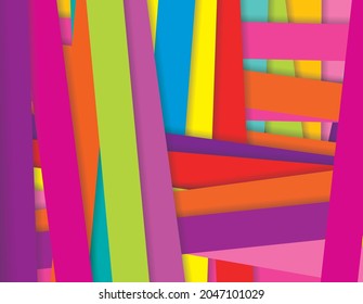 Abstract vector background,  bright color paper stripes. Flat design.