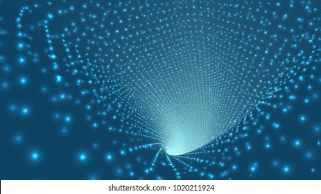 abstract vector background, bright infinite tunnel of glowing segments.