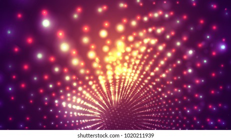 abstract vector background, bright infinite tunnel of glowing segments.
