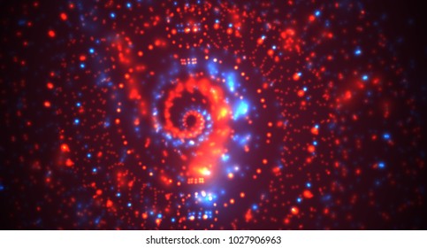 abstract vector background, bright infinite tunnel of glowing segments.