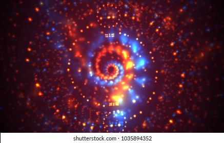 abstract vector background, bright infinite tunnel of glowing segments.