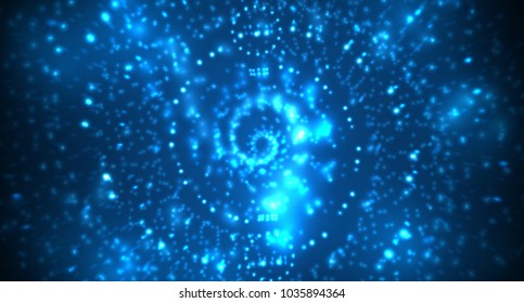 abstract vector background, bright infinite tunnel of glowing segments.