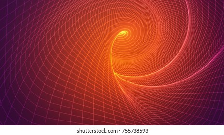 abstract vector background, bright infinite tunnel of glowing segments.