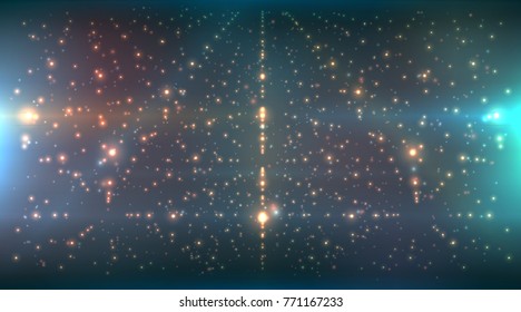 abstract vector background, bright infinite tunnel of glowing segments.