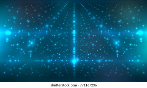 abstract vector background, bright infinite tunnel of glowing segments.