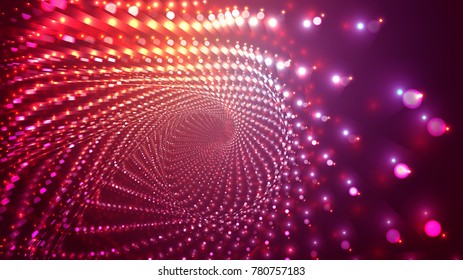 abstract vector background, bright infinite tunnel of glowing segments.