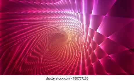 abstract vector background, bright infinite tunnel of glowing segments.