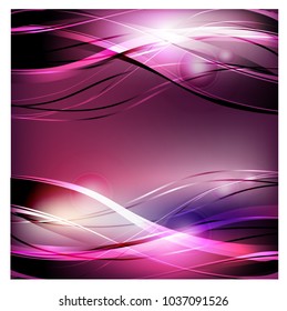 Abstract vector background. Bright pink curved waves for advertising. Glowing lines
