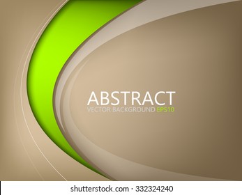 Abstract vector background brown element with green curve line on brown space for text and message design