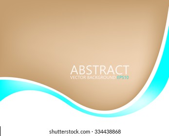 Abstract vector background brown element with blue turquoise curve line on white space for text and message design
