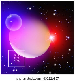 Abstract vector background  with bubbles. Holographic modern vector illustration for web design or printed products. Space backgound.