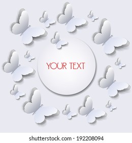 Abstract vector background with butterfly paper. Vector   illustration