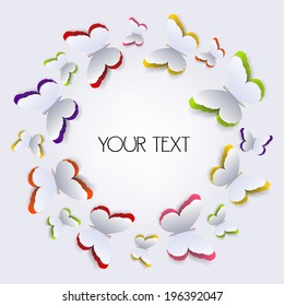 Abstract vector background with butterfly paper. Vector   illustration