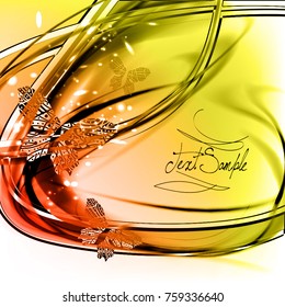 Abstract vector background with  butterfly. Splendor charm frame with fibers