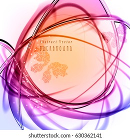 Abstract vector background with butterfly. Stylish vector frame with purple filament
