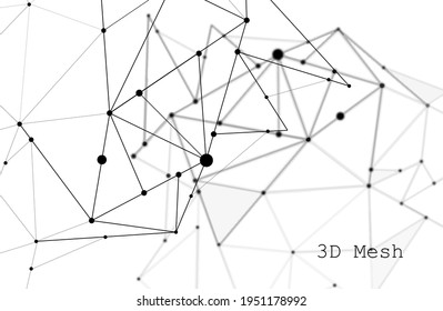 Abstract vector background. Card in a futuristic style. Elegant background for business presentations. Lines, point, plane in 3D space. 3d mesh.