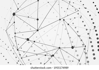 Abstrakter Vektorhintergrund. Karte im futuristischen Stil. Eleganter Hintergrund für Geschäftspräsentationen. Linien, Punkt, Ebene im 3D-Raum. Sicherheitsschutz. globale Nachrichten. Vektorgrafik