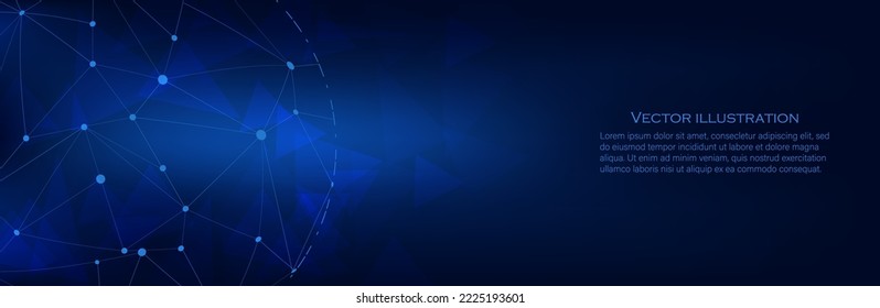 Abstract vector background. Card in a futuristic style. Elegant background for business presentations. Lines, point, plane in 3D space.Technology sphere, cloud network