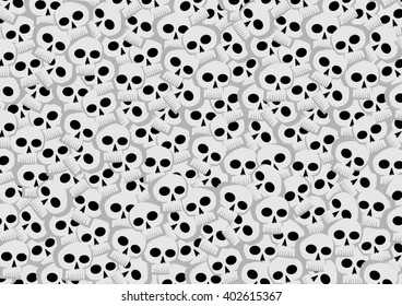 Abstract vector background with cartoon human skull pattern design.