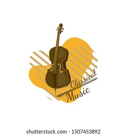 Abstract vector background of cello with text. 