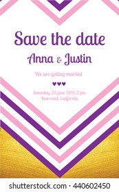 Abstract vector background for certificate, gift,voucher, present, discount, invitation,wedding card. Trendy pink stripe on gold texture.