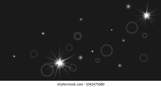 Abstract vector background. Chaotic stars shine in the night sky. Design element for postcard, poster, business card, cover.