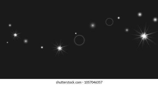 Abstract vector background. Chaotic stars shine in the night sky. Design element for postcard, poster, business card, cover.