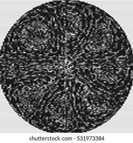 Abstract vector background in circle of black and white concentric stripes.