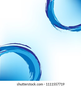 Abstract vector background with circles drawn by brush. White blue creative background.