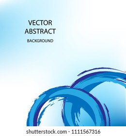 Abstract vector background with circles drawn by brush. White blue creative background.