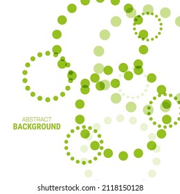 Resumen de fondo vectorial con círculos hechos de puntos verdes. Efecto de superposición. 