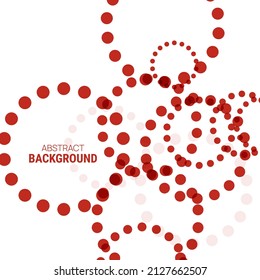Abstract vector background with circles made of red dots. Overlay effect. 
